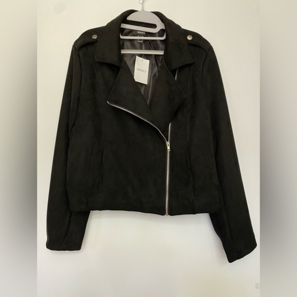 Womens Faux Suede Moto Jacket 1X Boho Grunge Goth Punk Rocker Biker